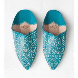 Engraved Slippers Turquoise